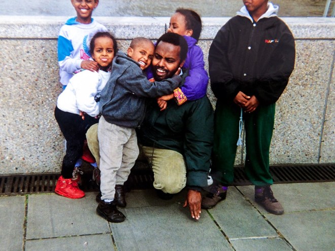 Mohamud Nur and his children spent years in London before he returned to Somalia. The above photo is from 1993.
